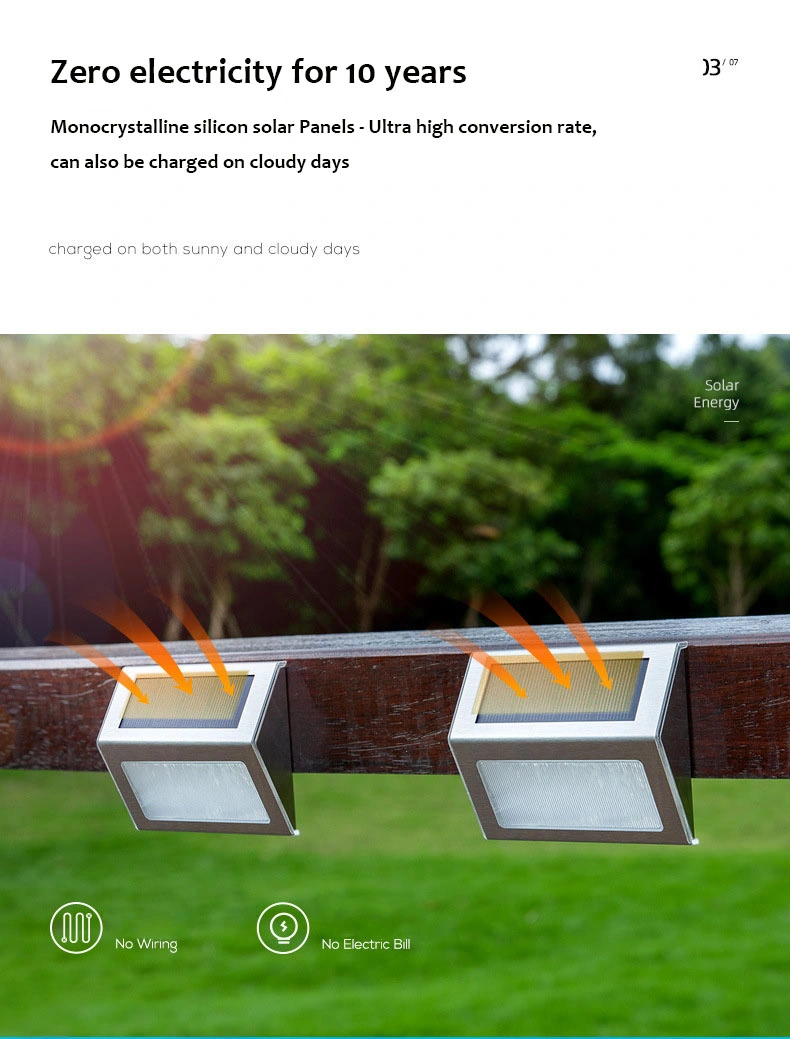 Hot Selling Modern Design LED Solar Garden Light Outdoor Rechargeable Garden Lights Waterproof for Stairs/Steps