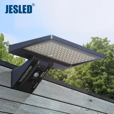 Jesled 3CCT 고휘도 104LED PIR 모션 센서 LED 보안 벽 램프 야외 정원 조명 원격 통합 태양 광 조명